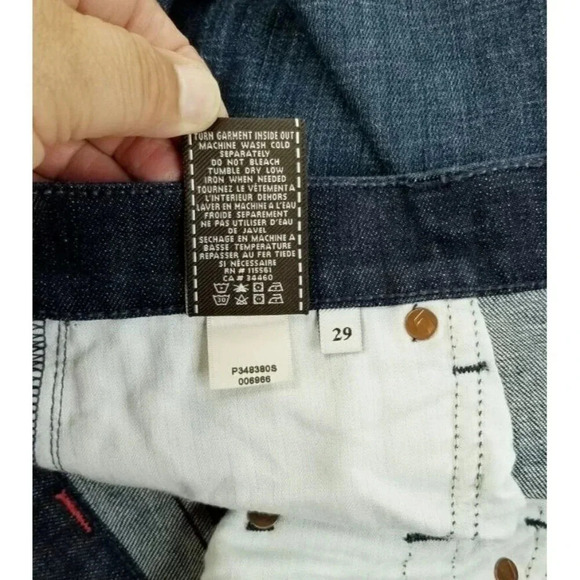 7 For All Mankind Size 29 Dojo Capri Womens Blue Denim Jeans Red Logo Pocket Tag - Picture 9 of 12